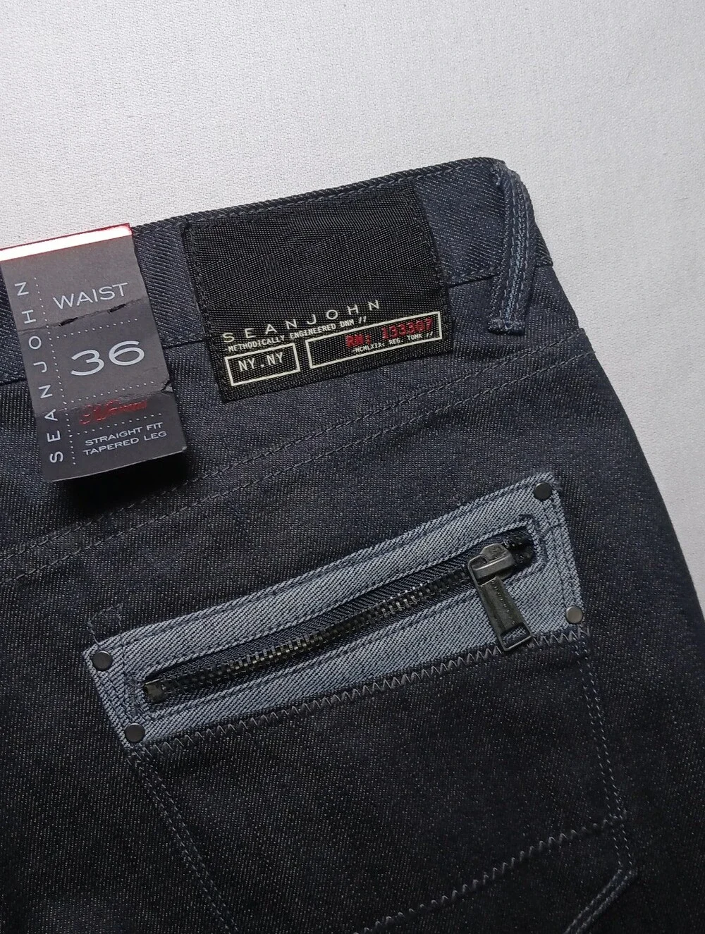 Sean John Marcus Mens Straight Tapered Leg Jeans 36X34 Black Stretch Denim NWT